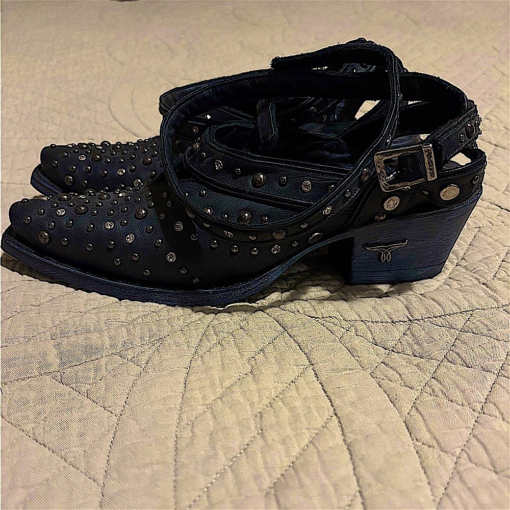 Lane Black Studded Women's Western Mules